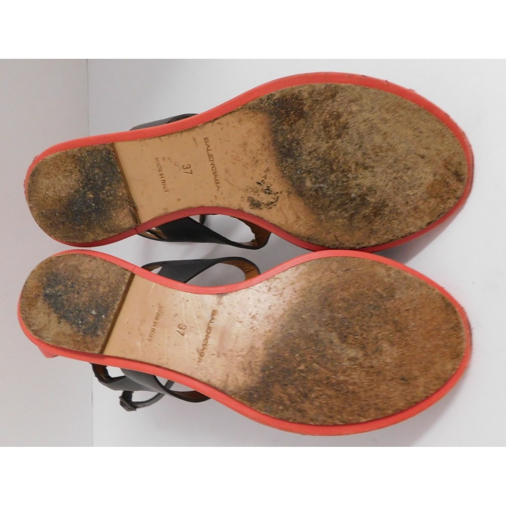 Balenciaga Gladiator‎ Gray Red Cut Out Flat Multi Leather Sandals Italy 37 - Picture 6 of 7